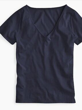 NEW NWT J. Crew Supersoft Supima raw-edge V neck  T-shirt Size: XXS Color: Navy